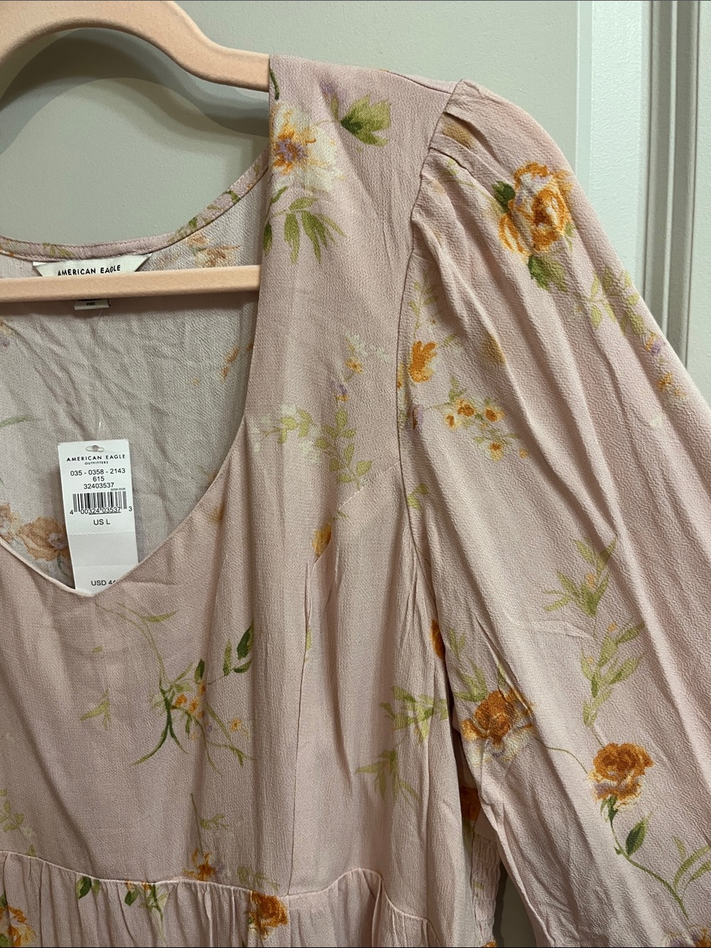 American Eagle Outfitters Blush Pink Floral Peasant Tunic - Picture 5 of 13